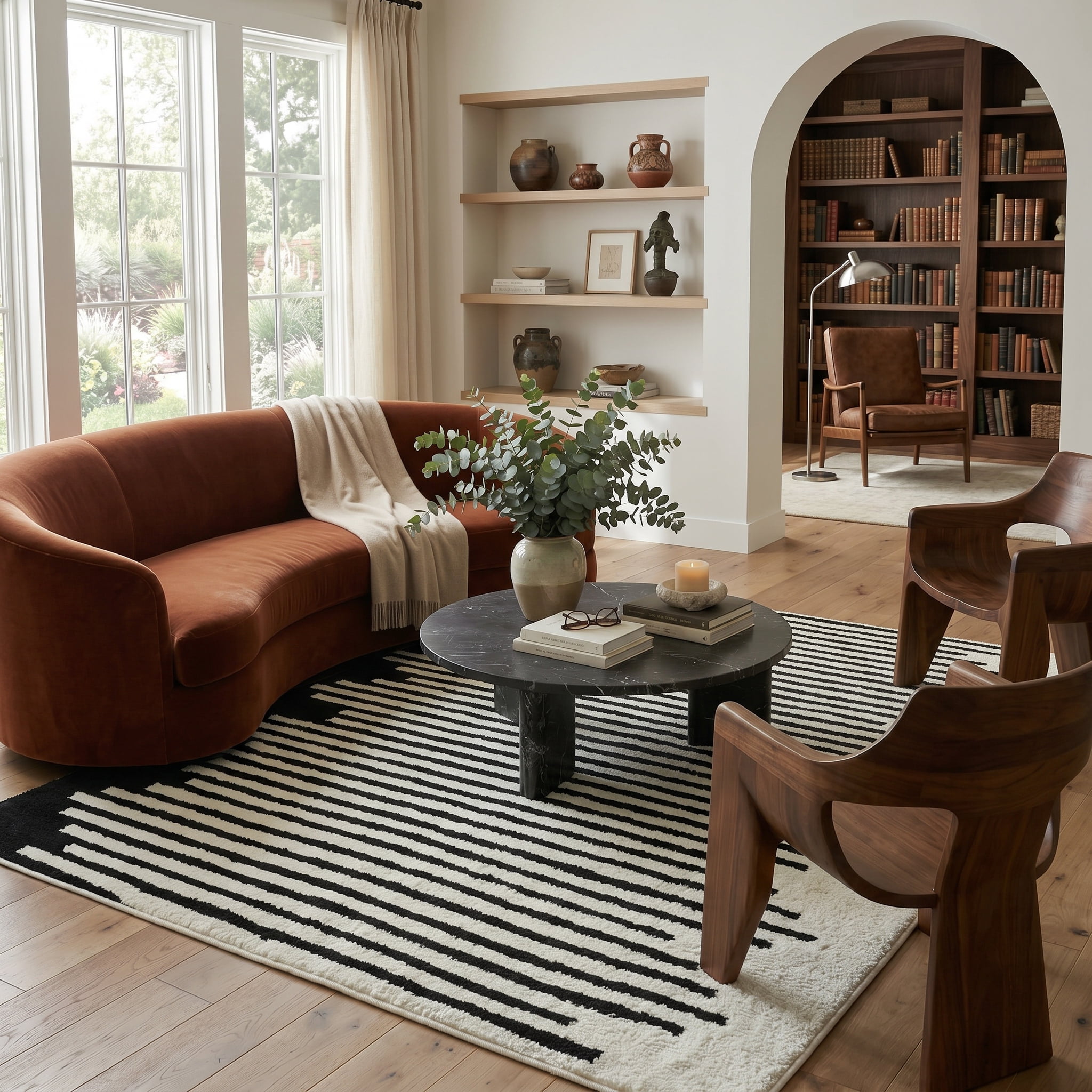 Rug Branch Domus Abstract Indoor Area Rug, Cream Black, Modern - Living Room, Bedroom, Dining Room, and Kitchen