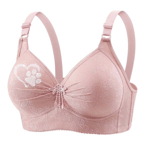 Fall/Winter Savings! Srobpty Womens Wireless Push Up Bras , Woman's Lace Flower Gathered Together Large Size Daily Bra Underwear No Rims