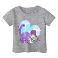 thumbnail image 1 of GDREDA Vêtements pour Filles Mode Décontractée Imprimé Col Rond Manches Courtes T-Shirt Gris, 1-2 Ans, 1 of 3