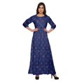 thumbnail image 1 of Moomaya Robe Longue Maxi Imprimée à Col Rond, Manches 3/4, avec Taille à Cordon, 1 of 3