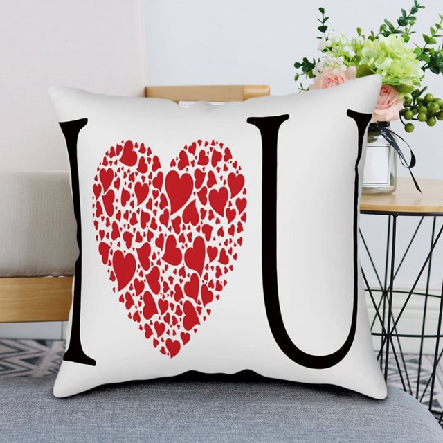 Cadeaux de la Saint-Valentin Housse de Coussin en Lin pour Canapé Maison