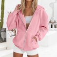 thumbnail image 4 of Mgmyaa Chandail pour Femmes Mode Couleur Unie à Capuche avec Poche Manches Raglan Manches Longues Veste à Fermeture Éclair, 4 of 6