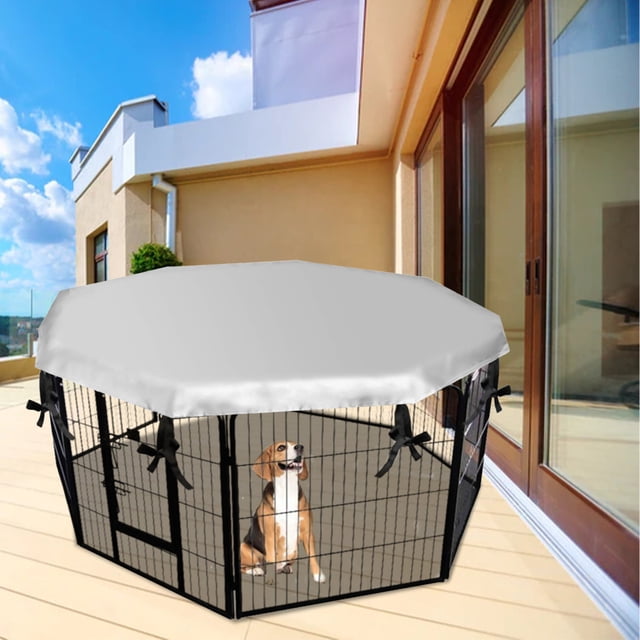 LSLJS Dog Playpen Cover -Sun/Rain Proof Dog Pen Cover Provide Shade and Security Outdoor Indoor, Fits 24in Pet Playpen with 8 Panels (Note: Playpen Included), Playpen Covers