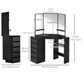 thumbnail image 3 of HOMCOM Coiffeuse d'Angle, Bureau de Maquillage avec Miroir 3 Pcs et 5 Tiroirs, 3 of 10
