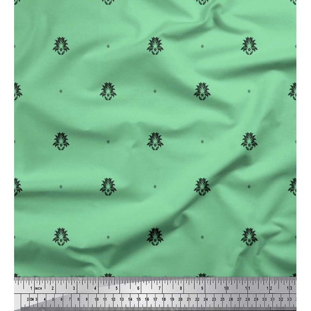 Soimoi polyester Crepe Fabric Ogee Damask Fabric Prints By Yard 42 Inch Wide