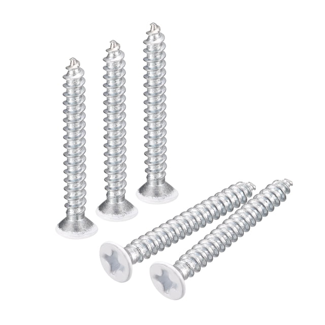 Unique Bargains Vis Blanches ST3x25mm à Taraudage Automatique, Lot de 50 Vis à Tête Plate à Vis Phillips pour le Travail du Bois