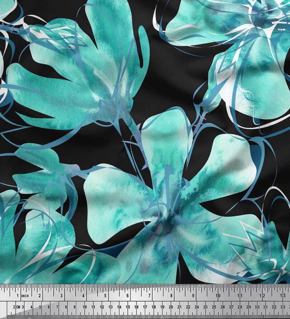 Soimoi Green Velvet Fabric Floral Print Sewing Fabric BTY 58 Inch Wide