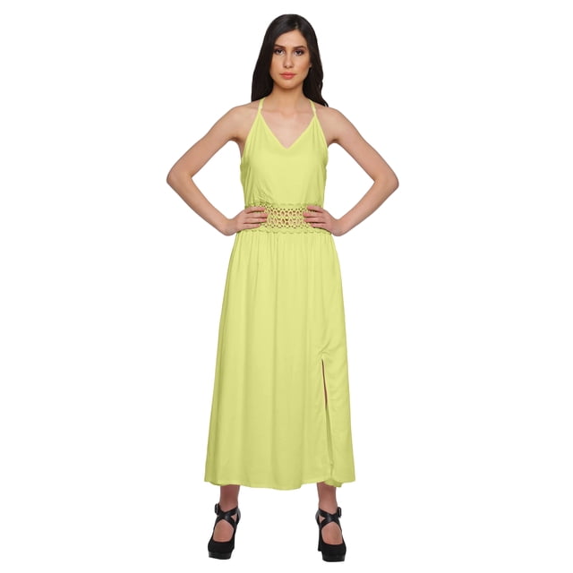Moomaya Robe Longue Unie Sans Manches à Bretelles Spaghetti Ajustables pour Femmes