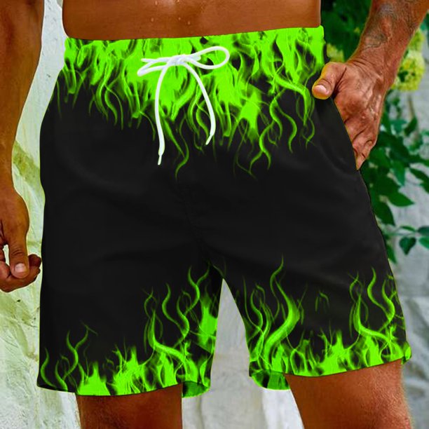 Teissuly Summer Shorts Discount Men's Flame Printing Special Print