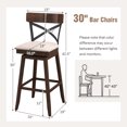 thumbnail image 3 of Costway Set of 4 Wooden Swivel Bar Stools Upholstered Bar Height Dining Chairs Brown, 3 of 8