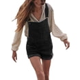 thumbnail image 3 of Honganda Salopette Courte en Denim pour Femmes, Bretelles Ajustables, Poche, Combishort, Short, Poignets Roulés, 3 of 8