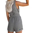 thumbnail image 3 of FOCUSNORM Summer Women Off-the-shoulder V-neck Solid Color Sleeveless Playsuit, 3 of 8