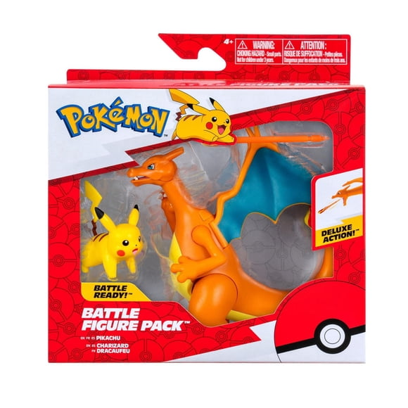 Ensemble de 2 figurines de combat Pokémon — Dracaufeu et Pikachu