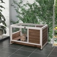 thumbnail image 2 of PawHut Clapier Intérieur en Bois pour Lapin sur Roulettes avec Enclos, Brun, 2 of 10