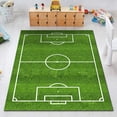 thumbnail image 1 of Football Carpet Interesting Sports Scene Design Anti-slip Printing Machine Washable Noise Reduction Playing Football Rectangle Artificial Turf Soccer Field Thickened Rug for Living E 80x1, 1 of 13