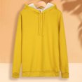 thumbnail image 4 of Women's Warm Lamb Wool Hoodie Solid Color Round Neck Long Sleeve Threaded Drawstring Casual Sweatshirt for Autumn Winter, 4 of 8