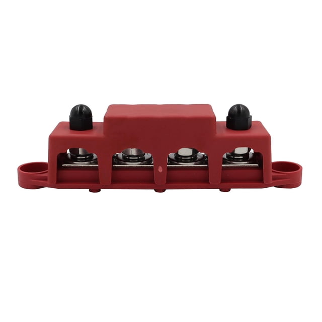 Miulika 4 Post Power Distribution Block with Cover 250 Amp Rating 48V Solar Wiring Heavy Red M10