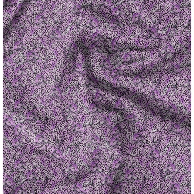Soimoi Silk Fabric Leopard Animal Print Fabric by The Yard 42 Inch Wide