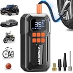 10000mAh 160PSI Tire Inflator Portable Air Compressor, 3X Faster Inflator Rechargeable Tire Air Pump With 5 Modes and 3 LED Light(Silver)