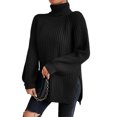 thumbnail image 2 of Innerwin Chandails à Col Roulé pour Femmes Chandail de Travail Manches Longues Ample Tricoté Noir 2TG, 2 of 4