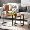 thumbnail image 2 of ZJQYDS Nesting Coffee Table Set of 2, Small Round Glass Nesting Tables for Living Room Bedroom, Accent Tea Table with Metal Frame Modern Industrial Simple, 2 of 18