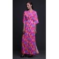 thumbnail image 3 of Bimba Robe Longue Imprimée à Taille Smockée en Rayonne avec Plumes Colorées Fente Latérale pour Femme-Grande, 3 of 6