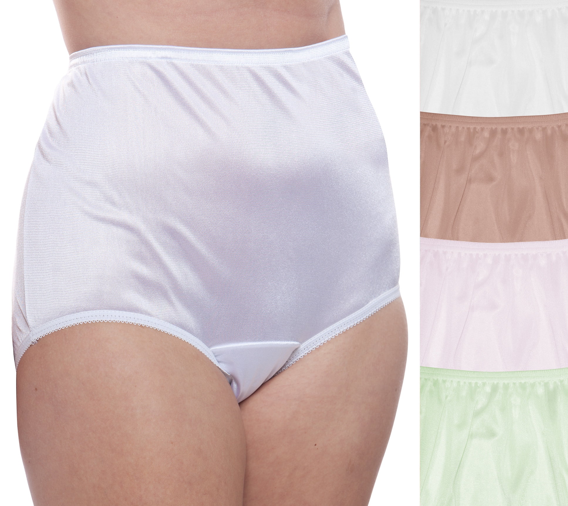 Nylon Brief Panty (Style 331/Plain Jane) 4 Pack in Assorted Lights Size 12