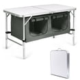 thumbnail image 1 of Gymax Table de Camping Pliant en Aluminium à Hauteur Réglable avec Organisateur de Rangement Gris, 1 of 10