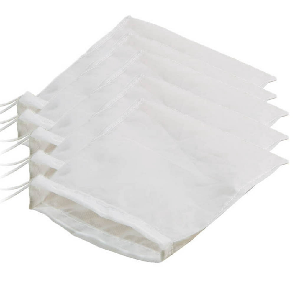 5 Pcs Sac en Tissu Réutilisable en Maille Fine en Nylon pour Lait de Noix et Fromage Filtre à Café Infusé à Froid Cuisine Neuf