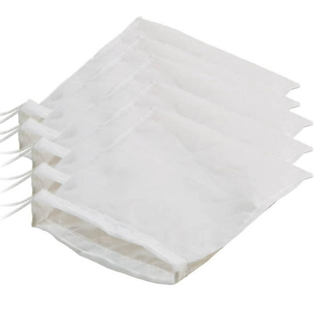 5 Pcs Sac en Tissu Réutilisable en Maille Fine en Nylon pour Lait de Noix et Fromage Filtre à Café Infusé à Froid Cuisine Neuf