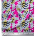 thumbnail image 1 of Soimoi Pink polyester Crepe Fabric Leopard & Wild Animal Skin Print Sewing Fabric BTY 52 Inch Wide, 1 of 3