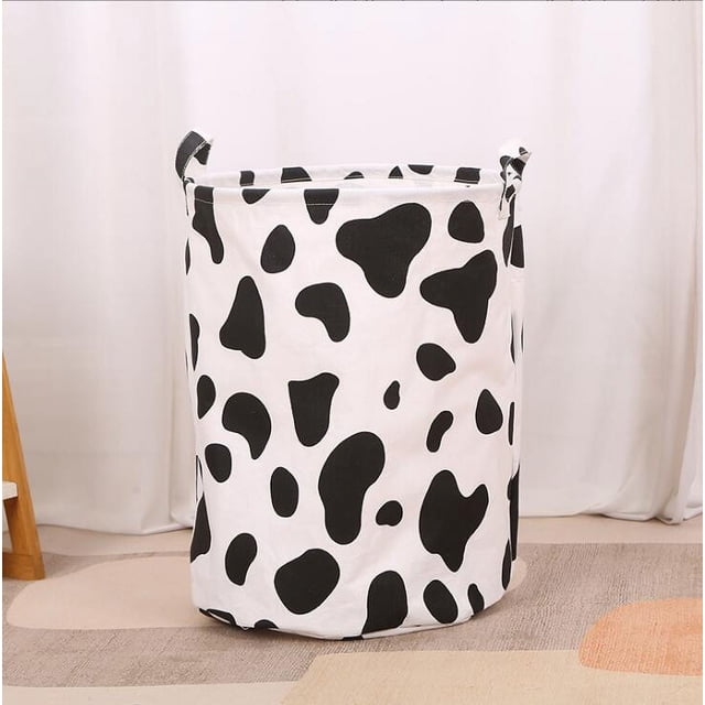 Laundry for Nursery Toy Storage Organizer in Home Closet Kids Bedroom Hamper Laundry Room Shelf with Round Cow Pattern