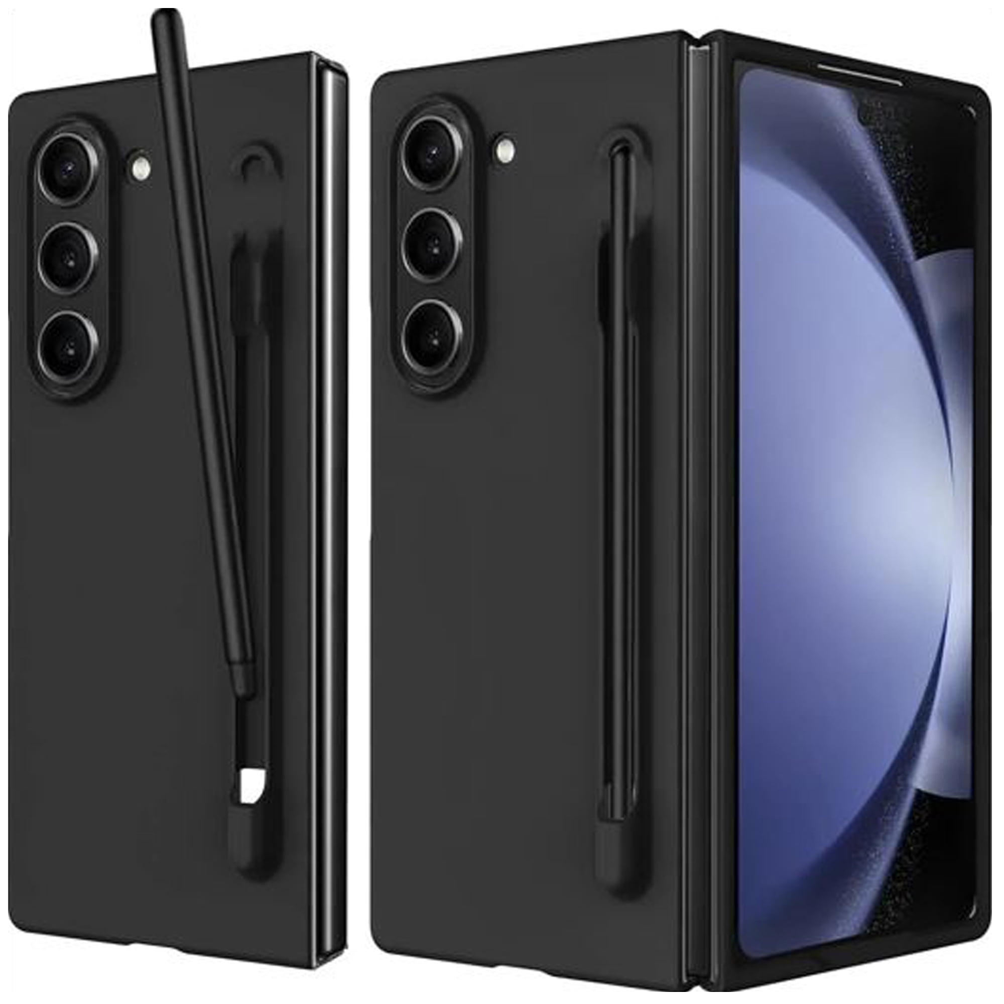 For Samsung Galaxy Z Fold 4 Slim Matte PC Shockproof Phone Cases With S Pen - Black