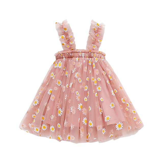 Cameland Robe d'Été Mignonne pour Bébés Filles, Douce, à Bretelles, Sans Manches, Imprimée de Fleurs, en Dentelle