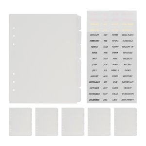 Transparent PP A5 Stickers Binder Diviseurs Monthly pour usage de bureau Compatible avec 6Hole Raccords ronds
