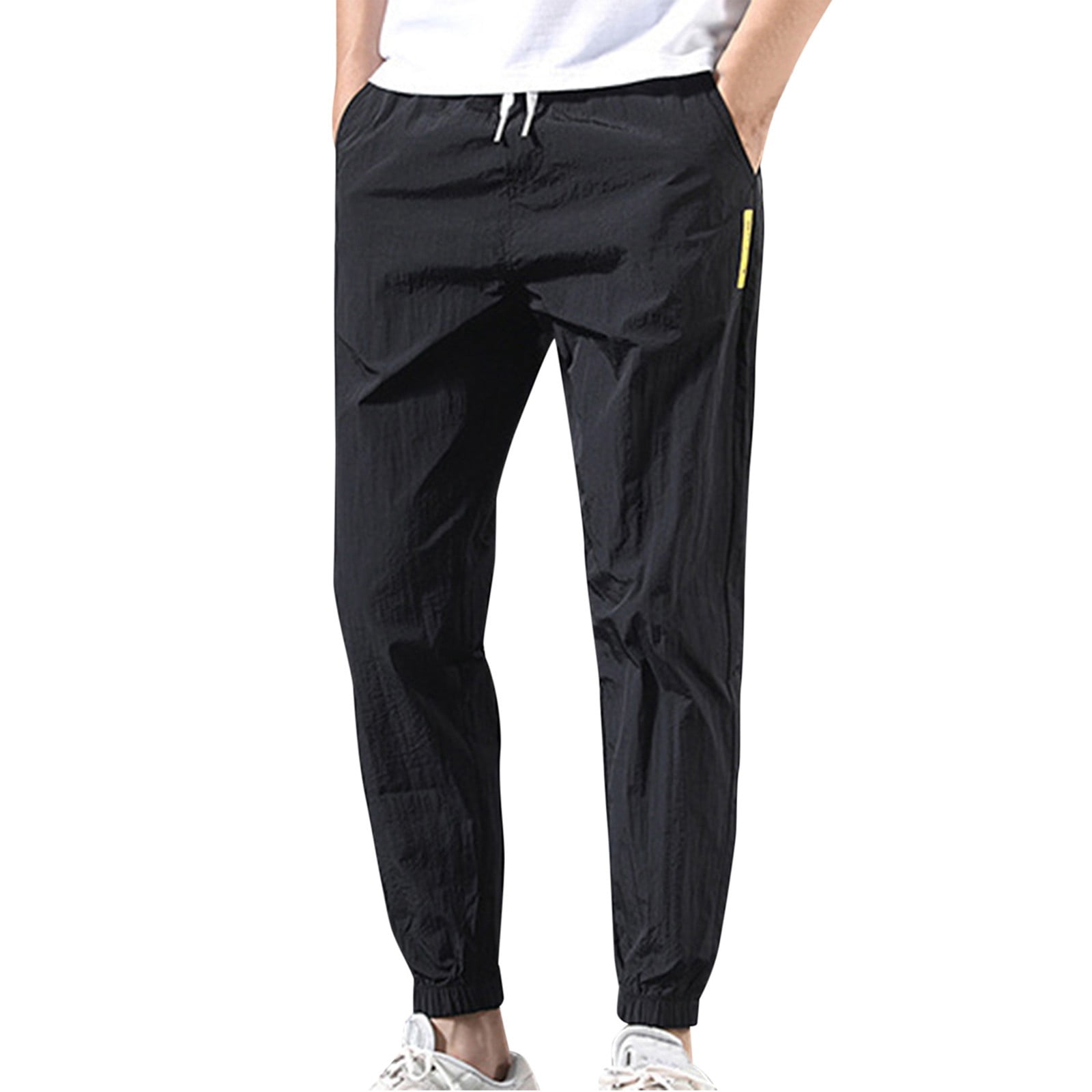 Kcodviy Men's Able Plus Size Wide Legged Cotton Pants Loose Tracksuit with Tied Memory Foam Slip Feet Pants Trousers