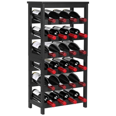 VEVOR 24 Bottle Wine Rack, 6-Tier, Freestanding Floor Display Wine Storage Shelves with Table Top, Easy Assembly Rack Shelf, Premium Material, Black