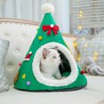 thumbnail image 1 of Lits de Maison pour Chat en Forme d'Arbre de Noël pour Animaux - Portail Rouge et Vert, Tente Intérieure pour Chatons, Grotte, Nid, 1 of 4