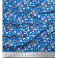 thumbnail image 1 of Soimoi Blue Moss Georgette Fabric Leaves,Insect & Floral Artistic Print Sewing Fabric BTY 42 Inch Wide, 1 of 3