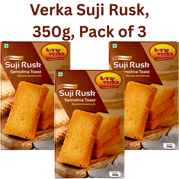 Verka Eggless Suji Rusk - 350g, Pack of 3, Classic Semolina Toast