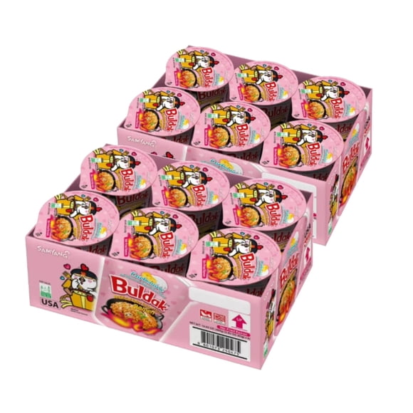 Samyang Buldak Ramen au Poulet Épicé Carbonara 3,7 Oz (6 Bols) - Lot de 2 - Total de 12 Bols