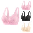 thumbnail image 2 of Timegard 3pc Wireless Bras for Women Front Closure Full Support Wide Strap Comfort Breathable Everyday Bra, 2 of 4