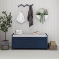 thumbnail image 2 of Banc de Rangement avec 3 Portes à Persiennes, Banc à Chaussures avec Coussin Amovible et Espace de Rangement Caché, 2 of 11