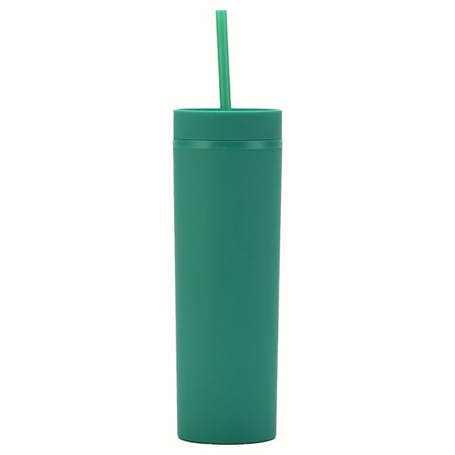 Tumbler with Lid And Straw Slim Plastic Tumbler - Double-Wall Insulated Cup with Lid for Coffee/Water (450Ml Travel Mug)Tumbler with Lid And Straw for Outside