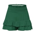 thumbnail image 4 of Timegard Wide Leg Shorts for Women Elastic Waisted Smocked Ruffle Bottom Flowy Lounge Shorts Beach Wear, 4 of 5