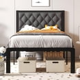 thumbnail image 1 of Homall Twin Size Bed Frame with Headboard Linen Upholstered Bed Frame Platform,All Metal Slats Support Platform Bed Frame with Storage Space,Easy Assembly,Noise Free,No Box Spring Needed,Gray, 1 of 7