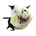 thumbnail image 2 of mmirethe Artificial Flowers Bouquet Fake Hydrangea Heads Realistic Roses Party Home Decorative Table Wedding Display Decoration White, 2 of 6