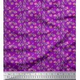 thumbnail image 1 of Soimoi Tissu Poly Georgette Violet Feuilles & Azalée Imprimés Floraux au Mètre 52 Pouces de Large, 1 of 3