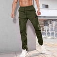 thumbnail image 2 of Styesk Men's Pants Men's Solid Color Casual Elastic Waistband Drawstring Pocket Workwear Pants, 2 of 9
