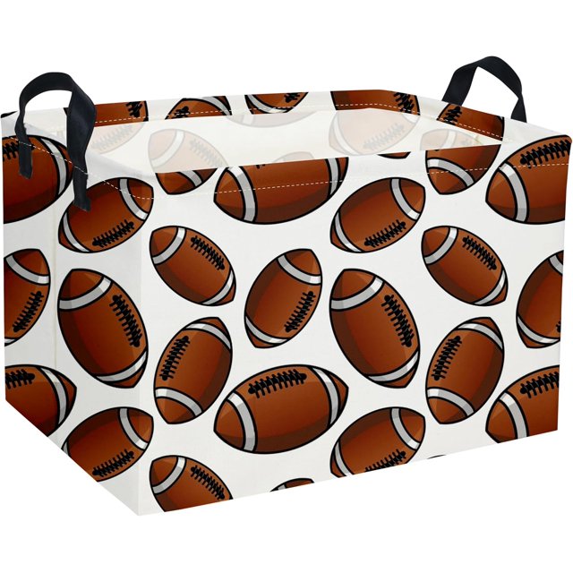 DDBASKET Rectangular Football Baskets Kids Storage Bins Baby Boy Basket Kids Toy Storage Bin Organizer Box Football Room Decor for Home(Football Basket)